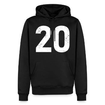 Cool Number 20 - 20 ans 20th Birthday Gift - Sweat à capuche Premium bio Homme - noir - Devant - Nico (187cm)