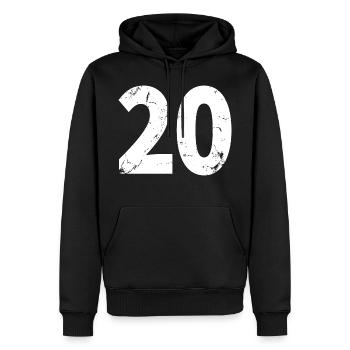 Cool Number 20 - 20 ans 20th Birthday Gift - Sweat à capuche Premium bio Homme - noir - Devant - Nico (187cm)