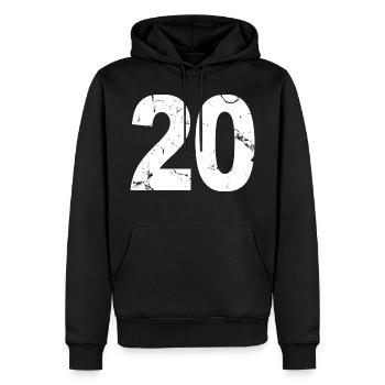 Cool Number 20 - 20 ans 20th Birthday Gift - Sweat à capuche Premium bio Homme - noir - Devant - Nico (187cm)