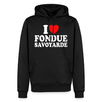 Weihnachten Ich liebe Fondue Savoyer Küche - Männer Premium Bio Hoodie - Schwarz - Vorne - Nico (187cm)