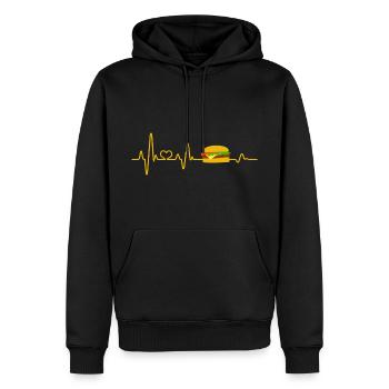 Fast Food Herzschlag Cheeseburger Burger Essen - Männer Premium Bio Hoodie - Schwarz - Vorne - Nico (187cm)