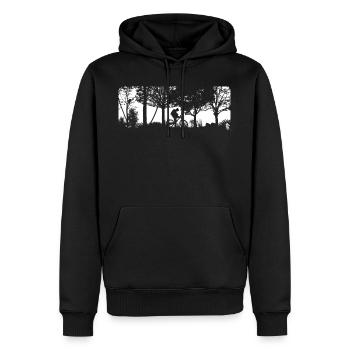 VTT Cyclistes dans la forêt - Sweat à capuche Premium bio Homme - noir - Devant - Nico (187cm)