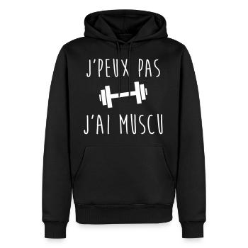 J'peux pas j'ai MUSCU - Musculation - Sweat à capuche Premium bio Homme - noir - Devant - Nico (187cm)