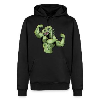 Muscle T-Rex - Dinosaur Tyrannosaurus Rex Gym - Men’s Premium Organic Hoodie - black - Front - Nico (187cm)