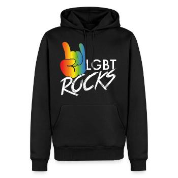 LGBT rockt - Männer Premium Bio Hoodie - Schwarz - Vorne - Nico (187cm)