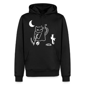 Chat effrayant au golf - Sweat à capuche Premium bio Homme - noir - Devant - Nico (187cm)