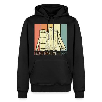 Les livres font le bonheur - Sweat à capuche Premium bio Homme - noir - Devant - Nico (187cm)