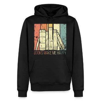 Les livres me rendent heureux - Sweat à capuche Premium bio Homme - noir - Devant - Nico (187cm)