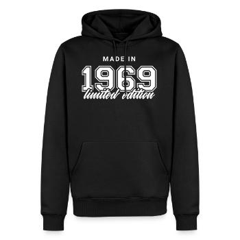 MADE IN 1969 - Männer Premium Bio Hoodie - Schwarz - Vorne - Nico (187cm)