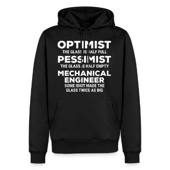 Optimist Pessimist Mechanical Engineer T-Shirt - Männer Premium Bio Hoodie - Schwarz - Vorne - Nico (187cm)