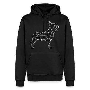 Bouledogue français géométrique - Sweat à capuche Premium bio Homme - noir - Devant - Nico (187cm)