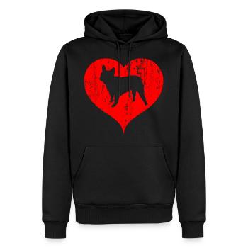 French bulldog heart retro - Men’s Premium Organic Hoodie - black - Front - Nico (187cm)