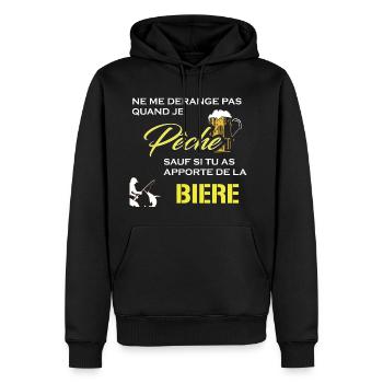 Je peche Ne pas deranger - Sweat à capuche Premium bio Homme - noir - Devant - Nico (187cm)