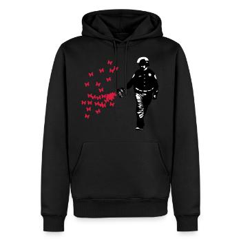 Police - Street Art Pepper Spray Cop papillon - Sweat à capuche Premium bio Homme - noir - Devant - Nico (187cm)