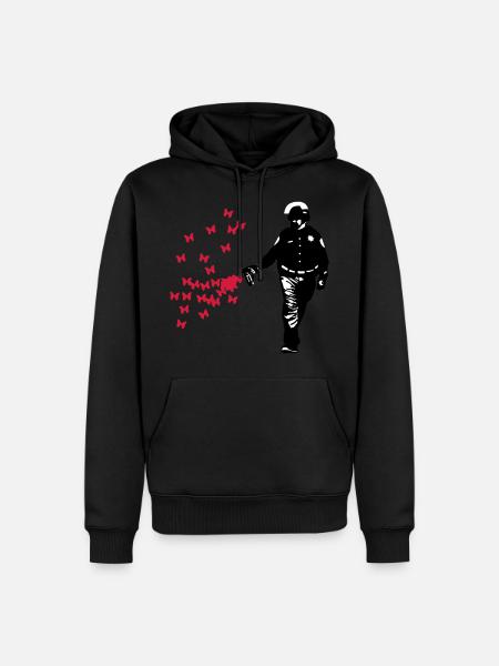 Politie - Street Art Pepper Spray Cop Vlinder - Ekologisk premiumluvtröja herr - svart