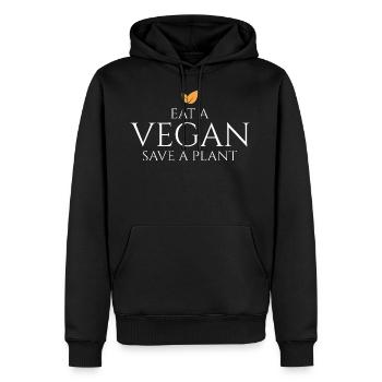 Anti Vegan - Sauvez une plante - Sweat à capuche Premium bio Homme - noir - Devant - Nico (187cm)