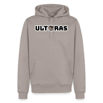 Ultras - Men’s Premium Organic Hoodie - taupe - Front - Nico (187cm)