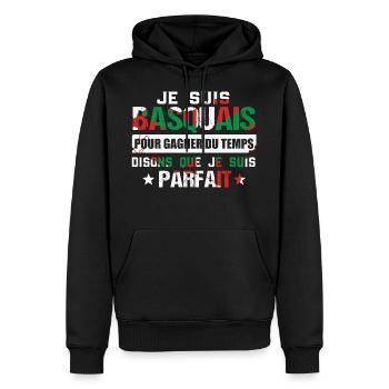 Pays Basque / Basquais cadeau drôle - Sweat à capuche Premium bio Homme - noir - Devant - Nico (187cm)