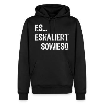 Techno Party Es Eskaliert Sowieso Lustiger Spruch - Männer Premium Bio Hoodie - Schwarz - Vorne - Nico (187cm)