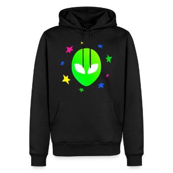 Alien Kopf Sterne Galaxy - Männer Premium Bio Hoodie - Schwarz - Vorne - Nico (187cm)