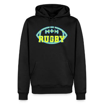 Rugby - Sweat à capuche Premium bio Homme - noir - Devant - Nico (187cm)