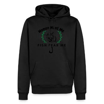 Women Want Me Fish Fear me t shirt - Men’s Premium Organic Hoodie - black - Front - Nico (187cm)