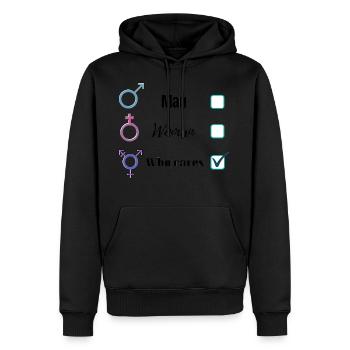 Kleidung Ich bin nicht binär - Männer Premium Bio Hoodie - Schwarz - Vorne - Nico (187cm)