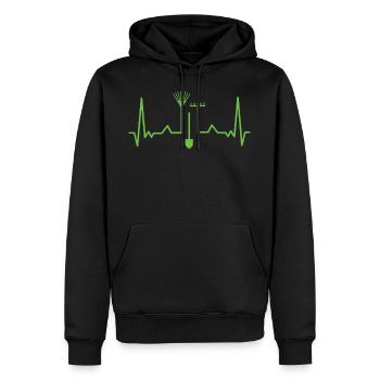 Jardin jardin cardiaque battement de cœur ECG Pouls - Sweat à capuche Premium bio Homme - noir - Devant - Nico (187cm)