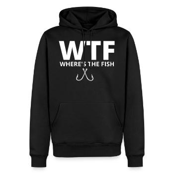 WTF where's the fish - Men’s Premium Organic Hoodie - black - Front - Nico (187cm)