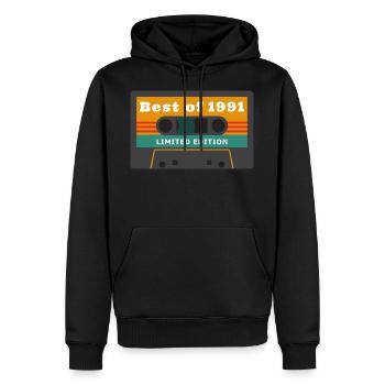 best of 1991 édition limitée - Sweat à capuche Premium bio Homme - noir - Devant - Nico (187cm)