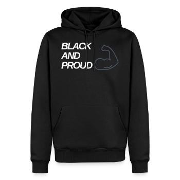 noir et fier - Sweat à capuche Premium bio Homme - noir - Devant - Nico (187cm)