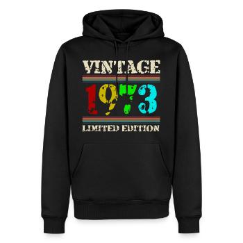 1973 Anniversaire Retro Vintage né en 1973 - Sweat à capuche Premium bio Homme - noir - Devant - Nico (187cm)