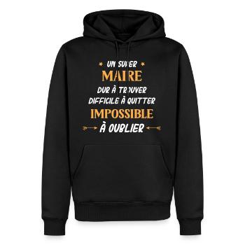 Super Maire - Sweat à capuche Premium bio Homme - noir - Devant - Nico (187cm)