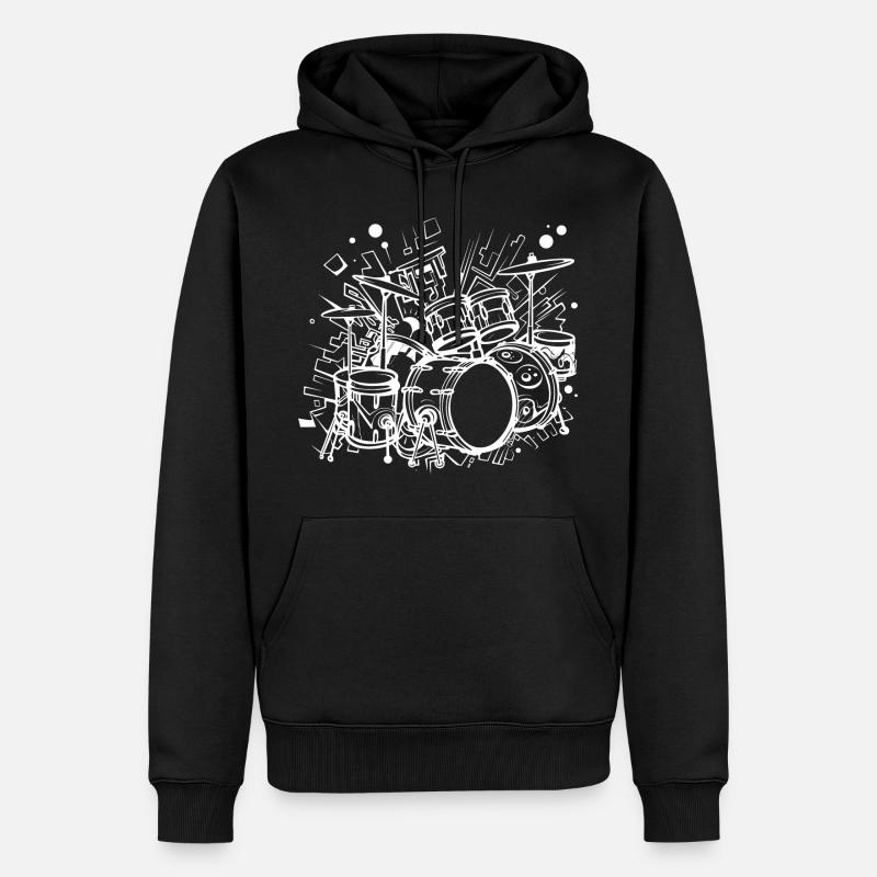 Drum Kit Line Art - Männer Premium Bio Hoodie - Schwarz