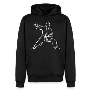 Croquis de judoka - Sweat à capuche Premium bio Homme - noir - Devant - Nico (187cm)