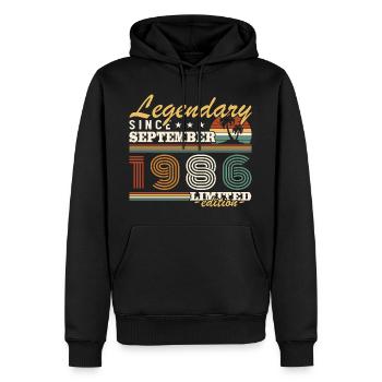 September 1986 Vintage Geburtstagsgeschenk - Männer Premium Bio Hoodie - Schwarz - Vorne - Nico (187cm)