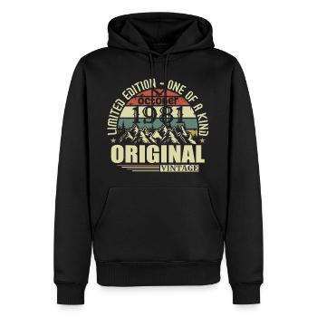 Octobre 1981 - Cadeau 44ème anniversaire Octobre - Sweat à capuche Premium bio Homme - noir - Devant - Nico (187cm)