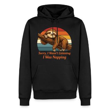 Lazy Sloth Shirt I Was Napping Funny - Männer Premium Bio Hoodie - Schwarz - Vorne - Nico (187cm)
