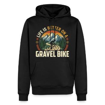 Aventure de VTT en gravel bike - Sweat à capuche Premium bio Homme - noir - Devant - Nico (187cm)