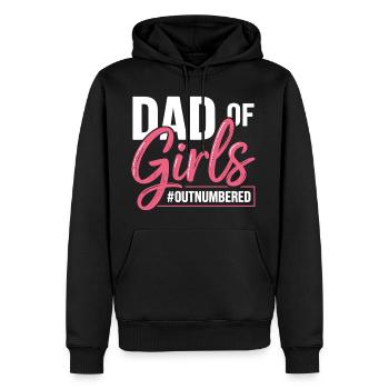 Dad of Girls Outnumbered Papa Spruch - Männer Premium Bio Hoodie - Schwarz - Vorne - Nico (187cm)