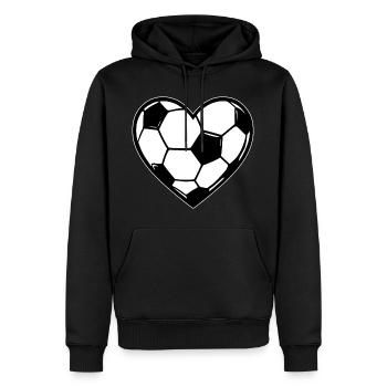 Herzball Fußball-Liebe - Männer Premium Bio Hoodie - Schwarz - Vorne - Nico (187cm)