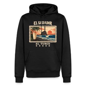El Salvador El Tunco Vintage Reisemarke - Männer Premium Bio Hoodie - Schwarz - Vorne - Nico (187cm)