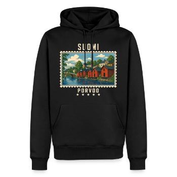 Finnland Porvoo Vintage Reisemarke - Männer Premium Bio Hoodie - Schwarz - Vorne - Nico (187cm)
