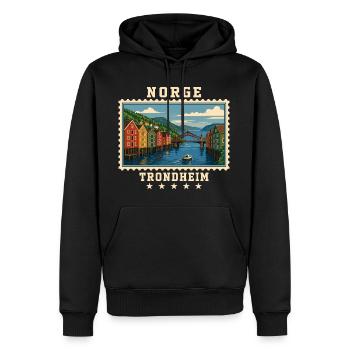 Norwegen Trondheim Vintage Reisemarke - Männer Premium Bio Hoodie - Schwarz - Vorne - Nico (187cm)