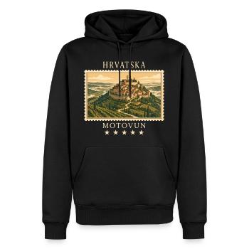 Kroatien Motovun Vintage Reisemarke - Männer Premium Bio Hoodie - Schwarz - Vorne - Nico (187cm)