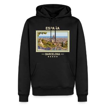 Spanien Barcelona Vintage Reisemarke - Männer Premium Bio Hoodie - Schwarz - Vorne - Nico (187cm)