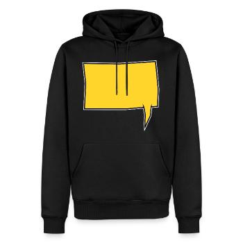 Eckige Sprechblase rechts in Gelb - Männer Premium Bio Hoodie - Schwarz - Vorne - Nico (187cm)