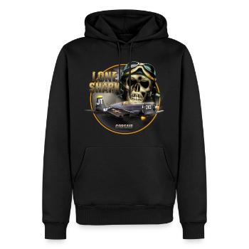 FU4 Consair Einsamer Hai - Männer Premium Bio Hoodie - Schwarz - Vorne - Nico (187cm)
