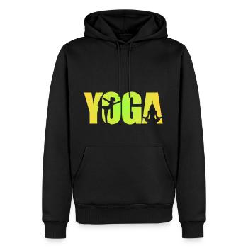 Yoga neon Logo - Men’s Premium Organic Hoodie - black - Front - Nico (187cm)