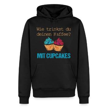 Kaffee nur mit Cupcakes - Männer Premium Bio Hoodie - Schwarz - Vorne - Nico (187cm)